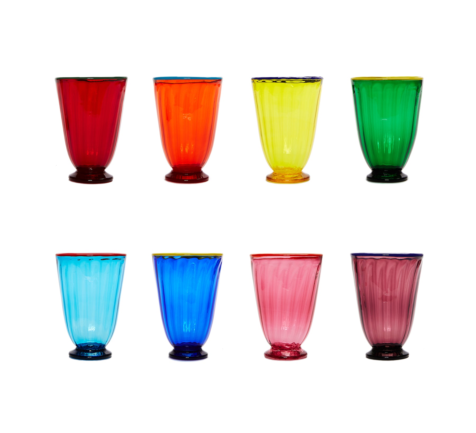 La DoubleJ Rainbow Murano Glasses (Set of 8)