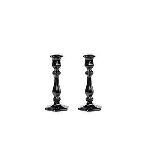 Glass Candlestick Holders (Set of 2)