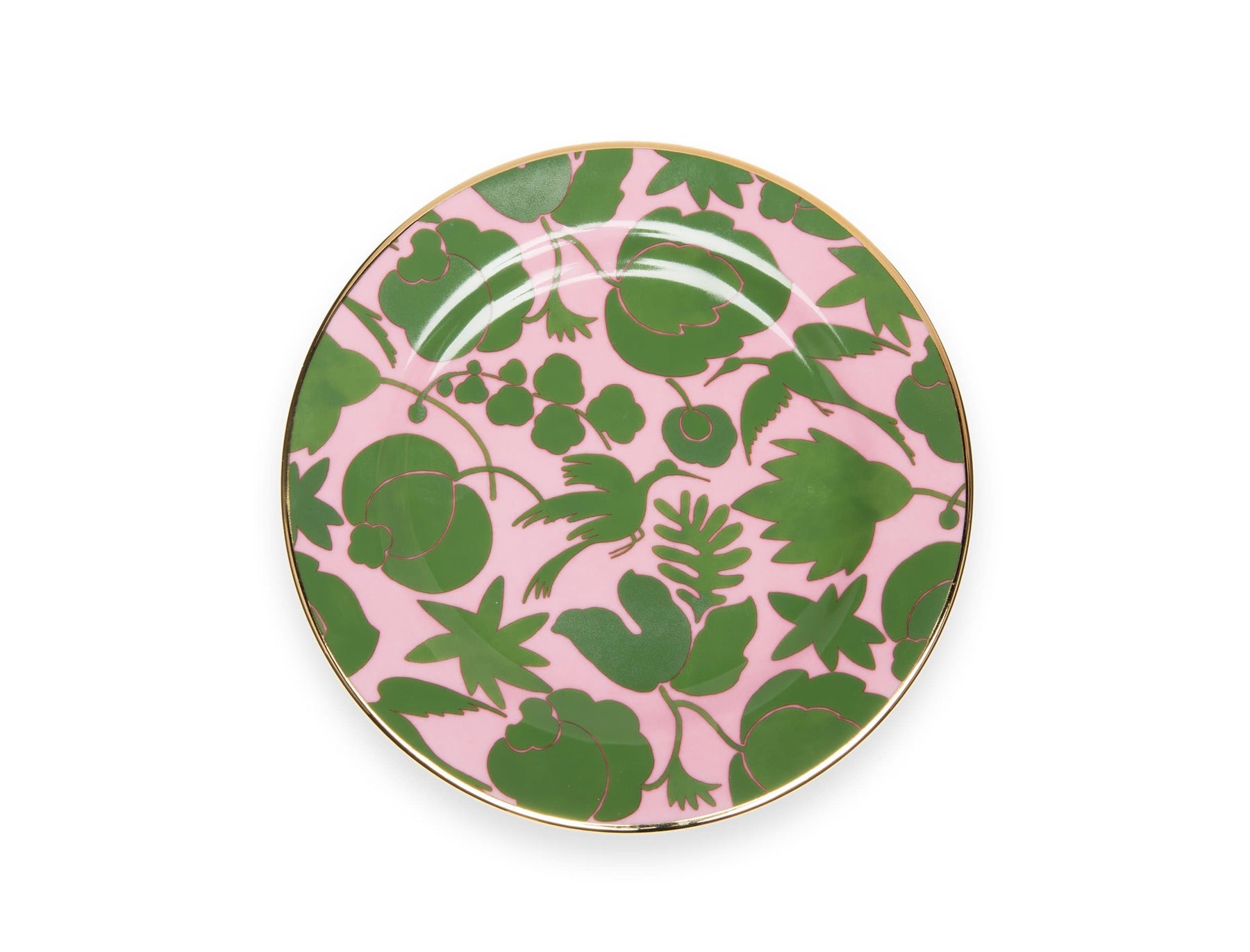 La DoubleJ Wildbird Pink & Green Salad Plate (Set of 2)